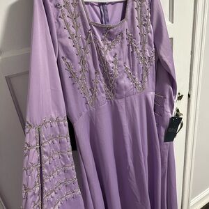 Elegant Lavender Embroidered Dress